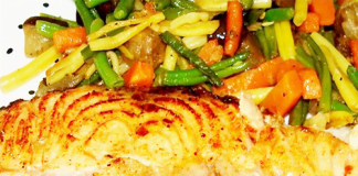 Pescado frito con verduras salteados Metodo Grez